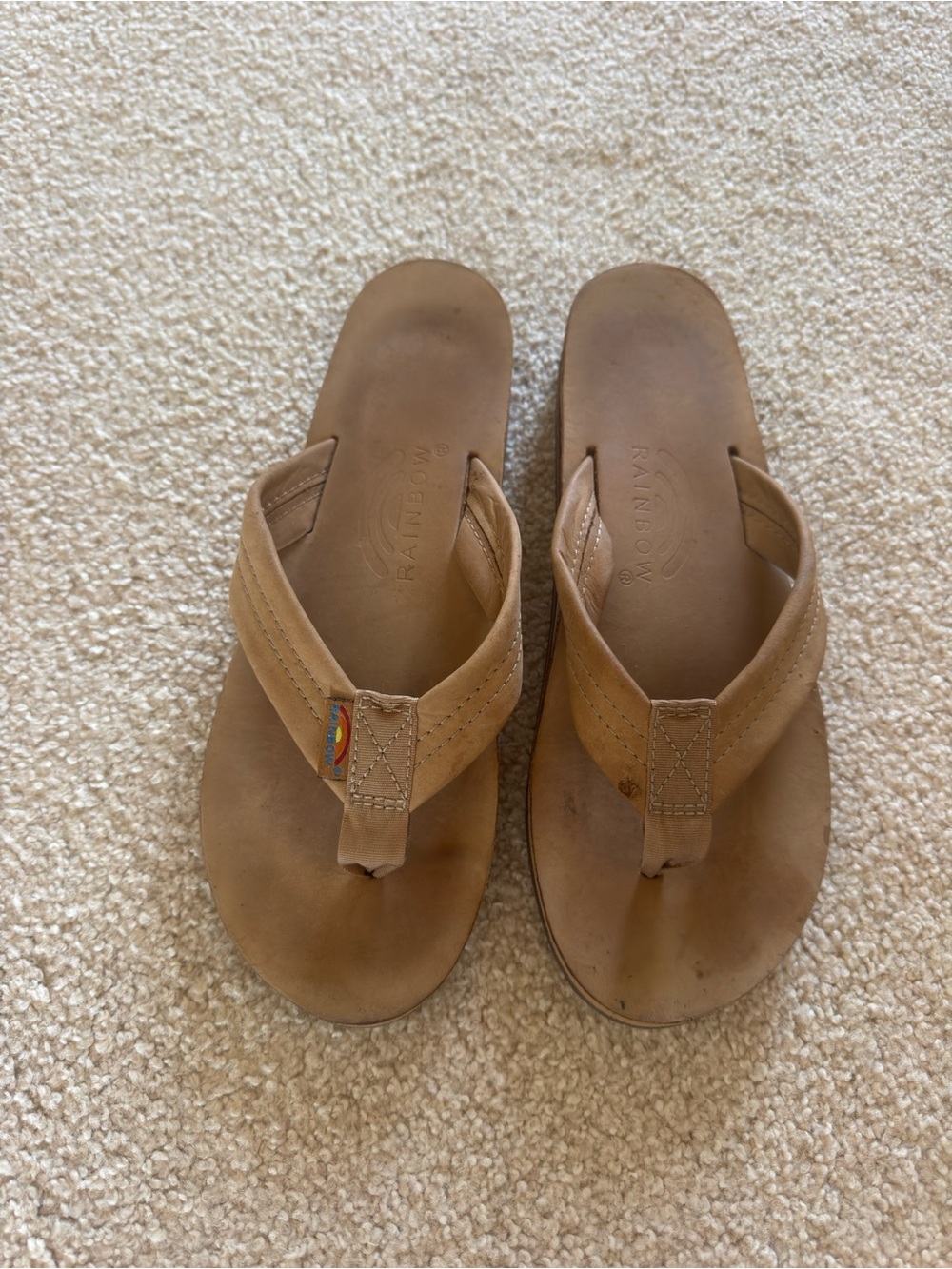 Rainbow Women’s Tan Leather Flip Flop Sandals